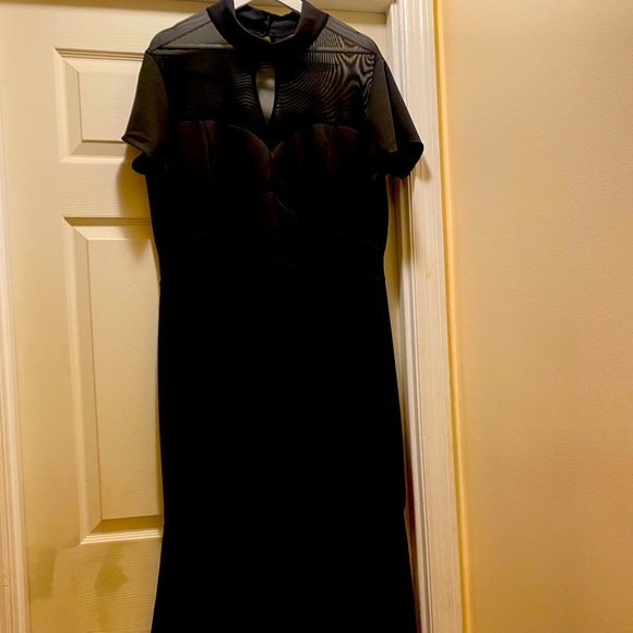 Black Hi-Lo dress with mesh top - Picture 1 of 4